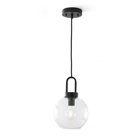 Better Homes & Gardens 59” Black Pendant Ceiling Light, Metal Base Glass Shade, LED Bulb Included