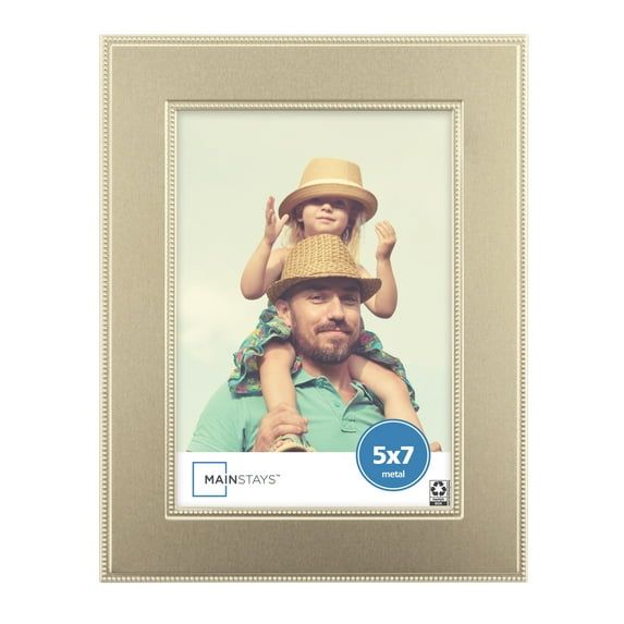 Better Homes & Gardens 5x7 Beaded Metal Decorative Tabletop Picture Frame, Gold