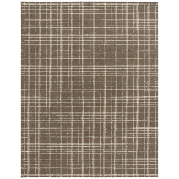 Better Homes & Gardens Brown Plaid Wool Indoor Area Rug, 5x7