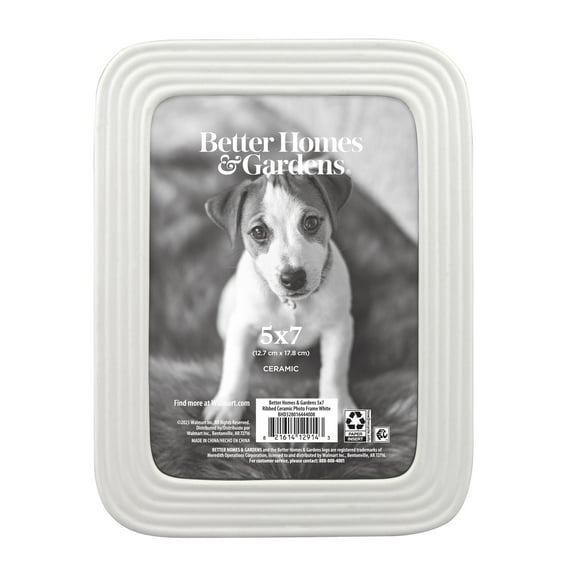 Better Homes & Gardens 5x7 Ceramic Tabletop Picture Frame, White
