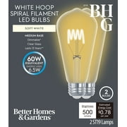Better Homes & Gardens 6.5W (60W Equivalent) Soft White Dimmable ST19 White Filament Light Bulb E26 Base 2 Pack