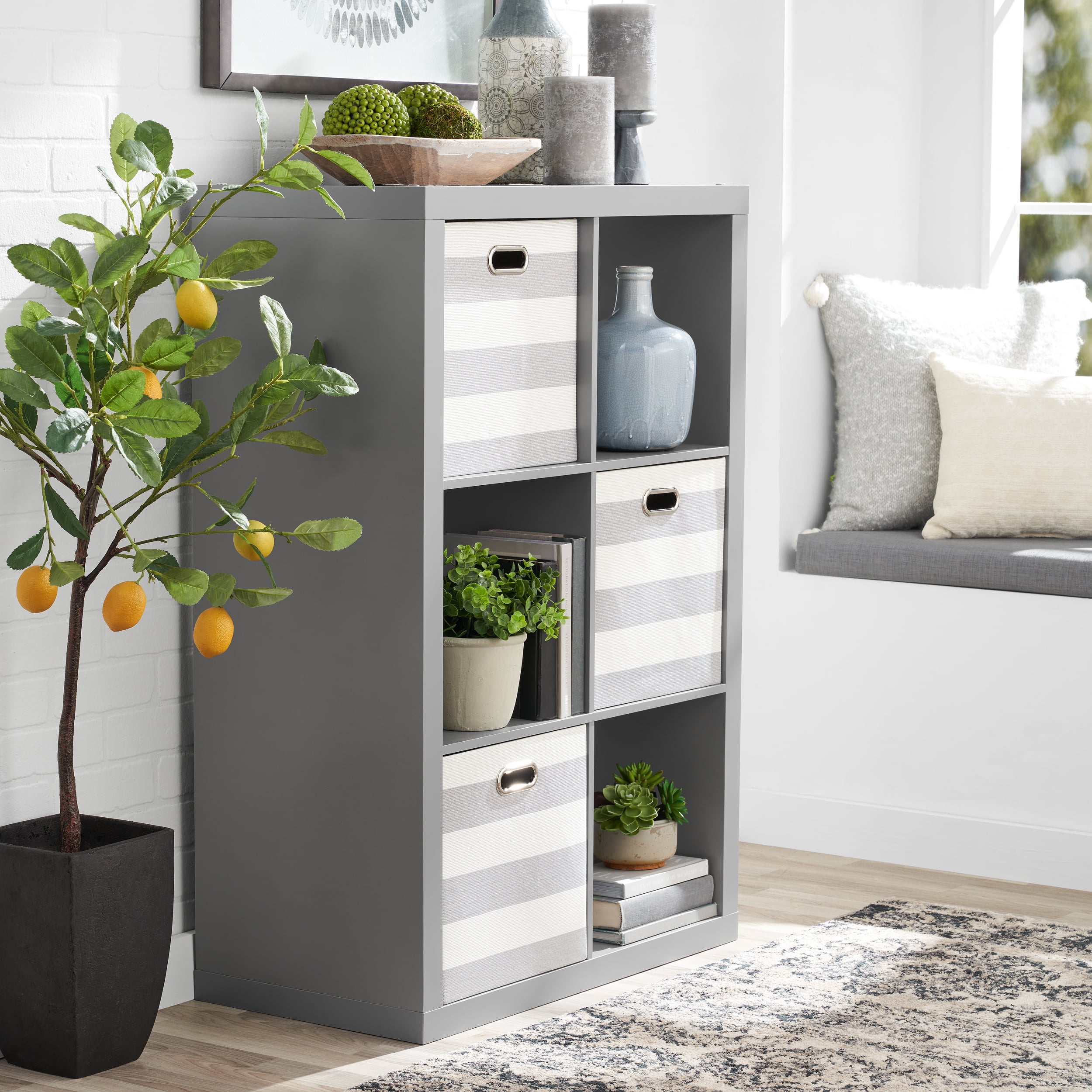 Better Homes Gardens 6 Cube Storage Organizer Gray Walmart