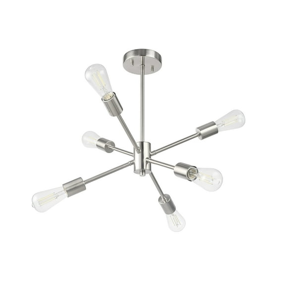 Better Homes & Gardens 6 Lights Semi-Flush Mount, Satin Nickel, Bulb Not Included
