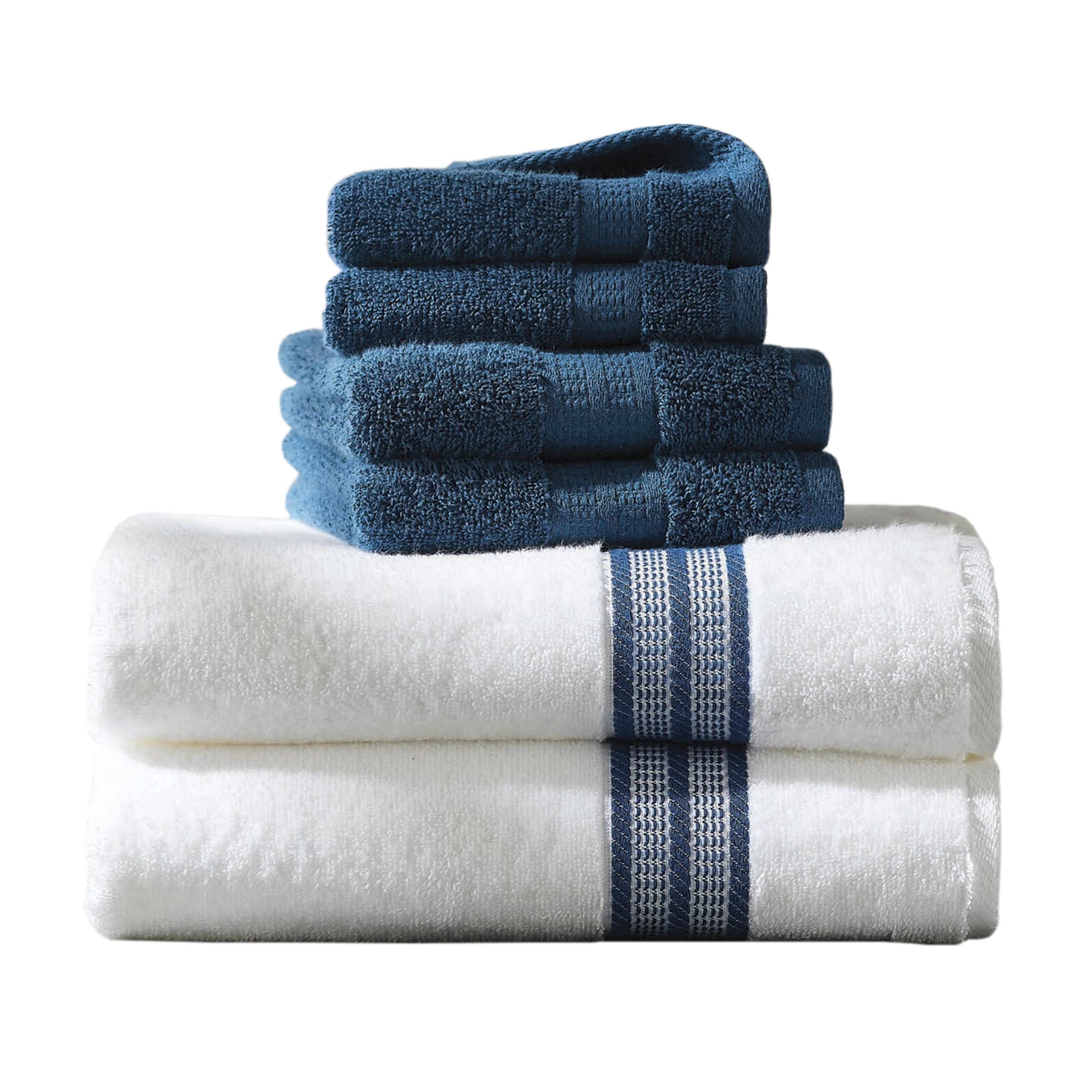 Hastings Home 6-Piece Light Blue Cotton Bath Towel Set (Bath