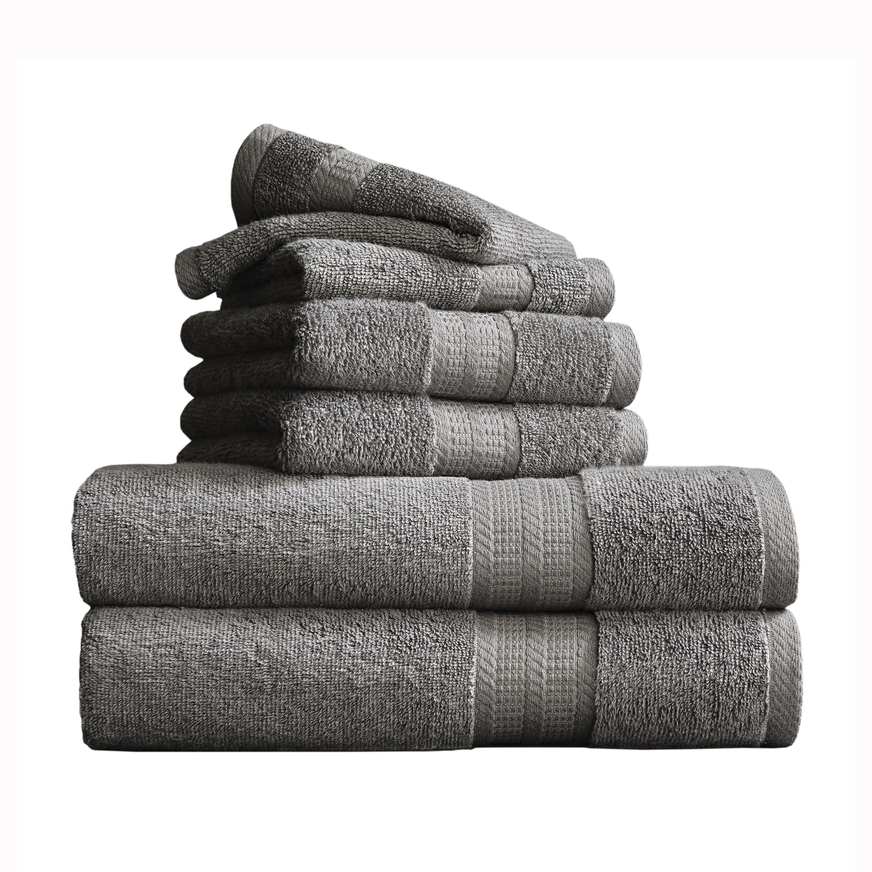 Real Living Gray 6-Piece Bath Towel Set