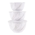 thumbnail image 1 of Better Homes & Gardens 6-Piece Melamine Serving Bowl Set with Lids, White Marble Print, 1 of 12