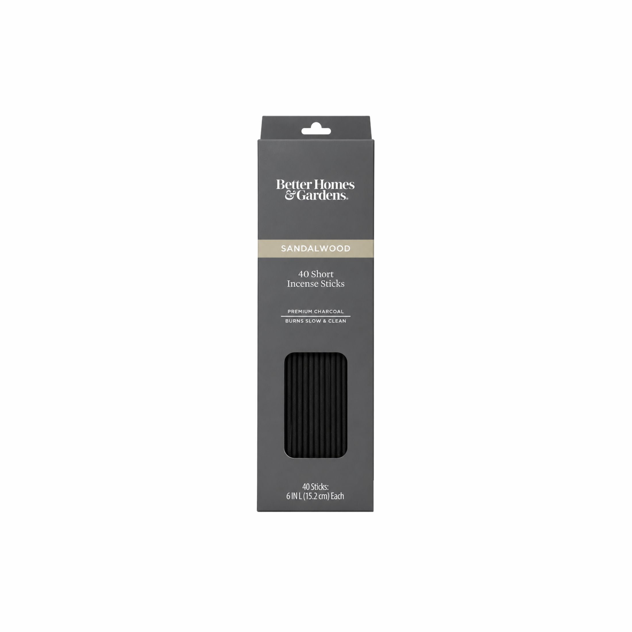 Better Homes & Gardens 6” Premium Charcoal Incense Sticks, Sandalwood, 40 Pack