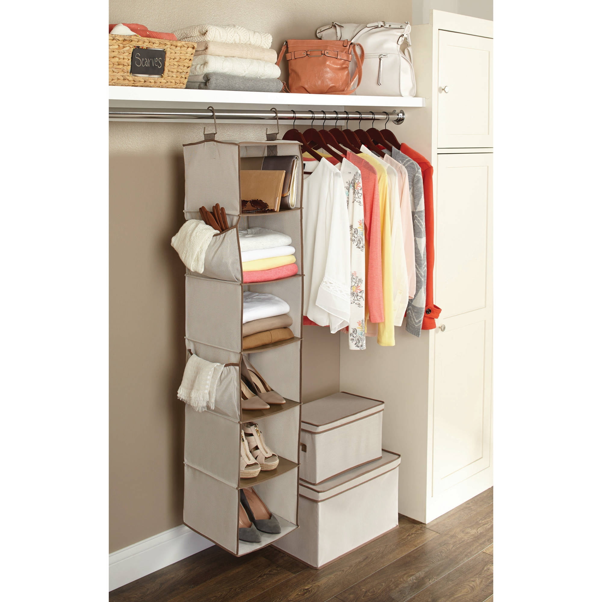 6-Shelf Weekly Hanging Closet Organizer, 47.2×12.2×12.2 INCH