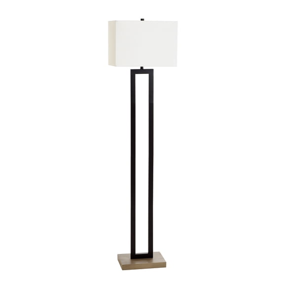 Better Homes & Gardens 61"H Metal Windowpane Floor Lamp, Black Finish with Faux Wood Base, Bulb Included