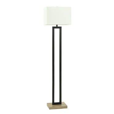 Better Homes & Gardens 61"H Metal Windowpane Floor Lamp, Black Finish with Faux Wood Base