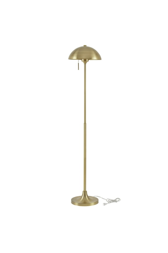 62" Modern Pull-chain Brass Floor Lamp with Brass Dome Shade