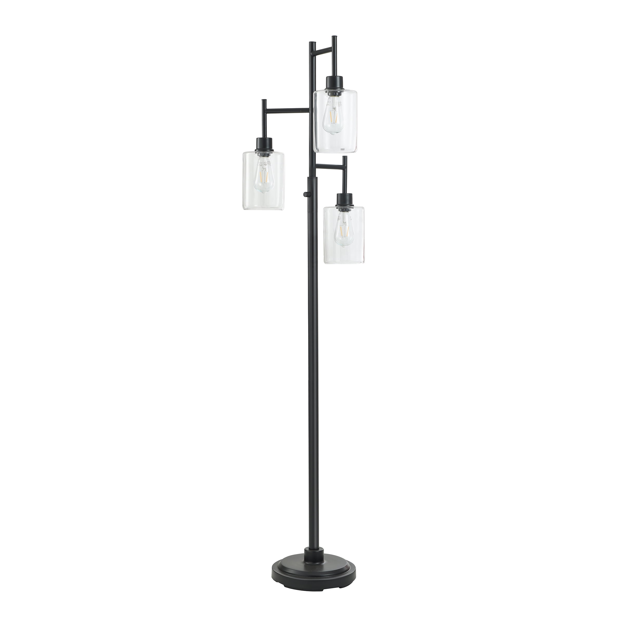Better Homes & Gardens 63.5 in 3 Light Contemporary Black Floor Lamp Clear Glass