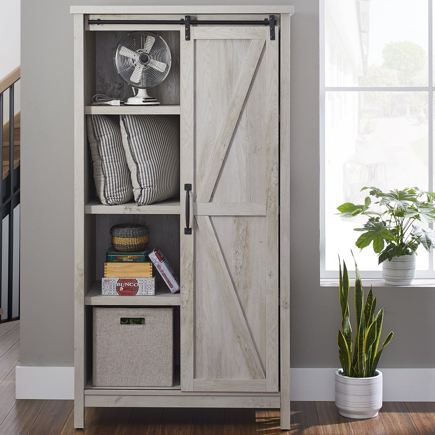 Better Homes Gardens Modern Farmhouse Bookcase Storage Cabinet Rustic White Finish