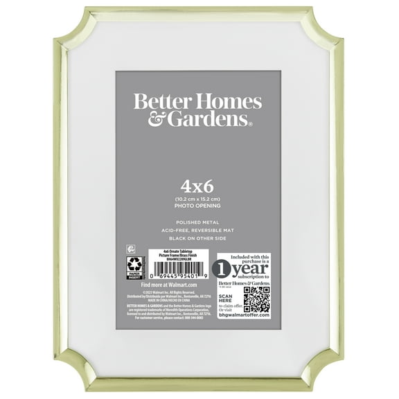 Better Homes & Gardens – 4x6 Picture Frame – Gold Ornate Matted Tabletop Photo Frame