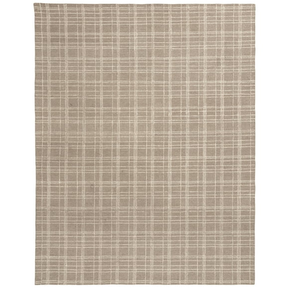 Better Homes & Gardens Beige Plaid Wool Indoor Area Rug, 7'10"x9'10"