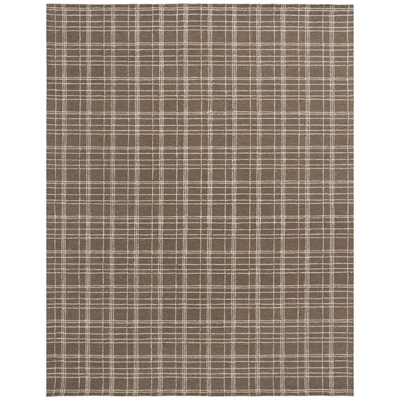 Better Homes & Gardens Brown Plaid Wool Indoor Area Rug, 7'10"x9'10"
