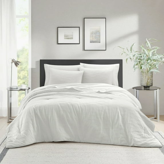 Better Homes & Gardens 7 Piece Crinkle Pleated Bed in a Bag Comforter Set with Sheets, Queen
