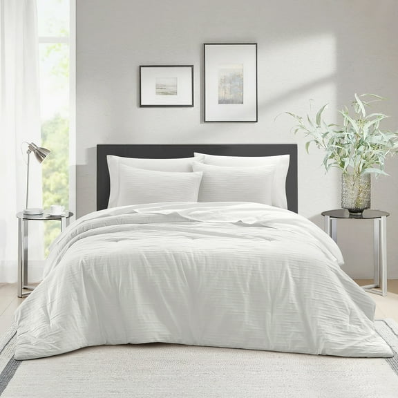 Better Homes & Gardens 7 Piece Crinkle Pleated Bed in a Bag Comforter Set with Sheets, Queen