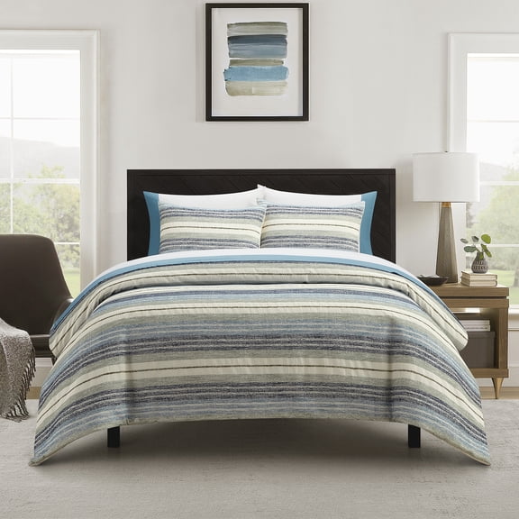 Better Homes & Gardens 7 Piece Woven Stripe Bed in a Bag Comforter Set with Sheets, King
