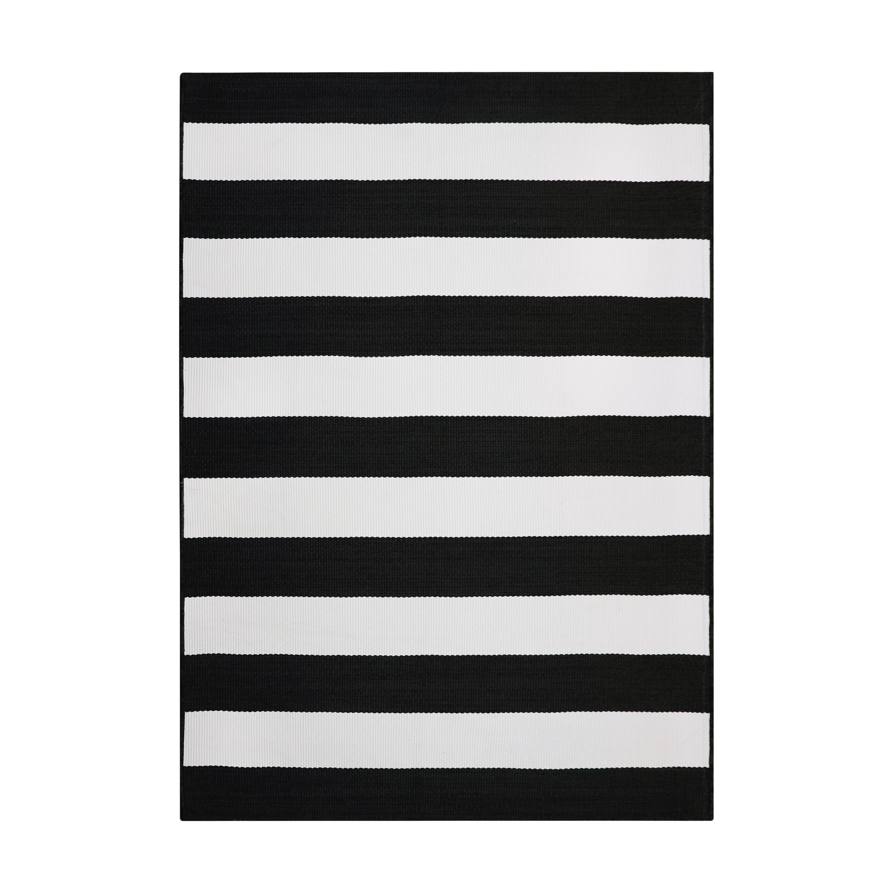 Better Homes & Gardens 7' x 10' Black and White Striped Outdoor Rug