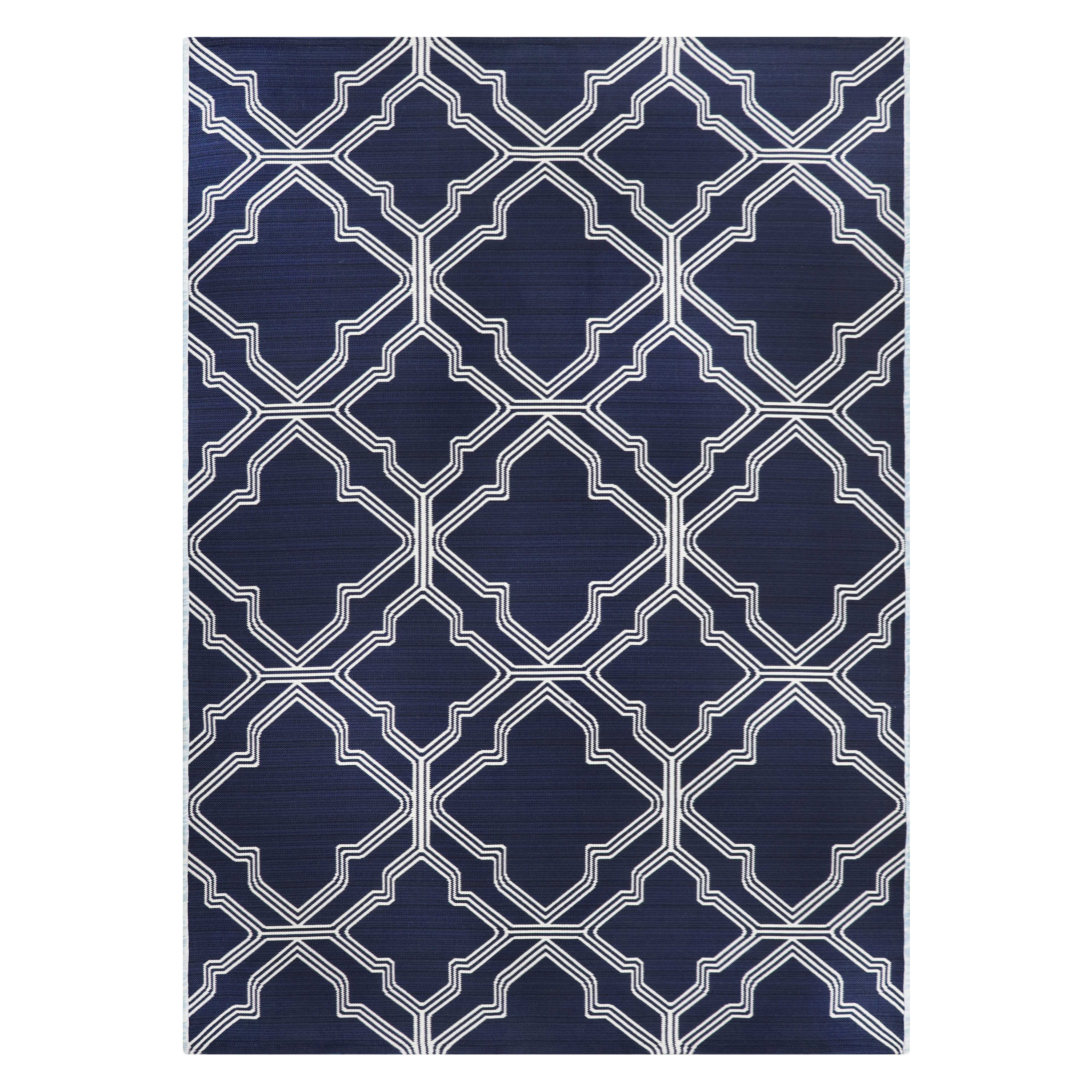 Better Homes & Gardens Stripe Blue Striped Outdoor Rugs, 8' x 10', Reversible