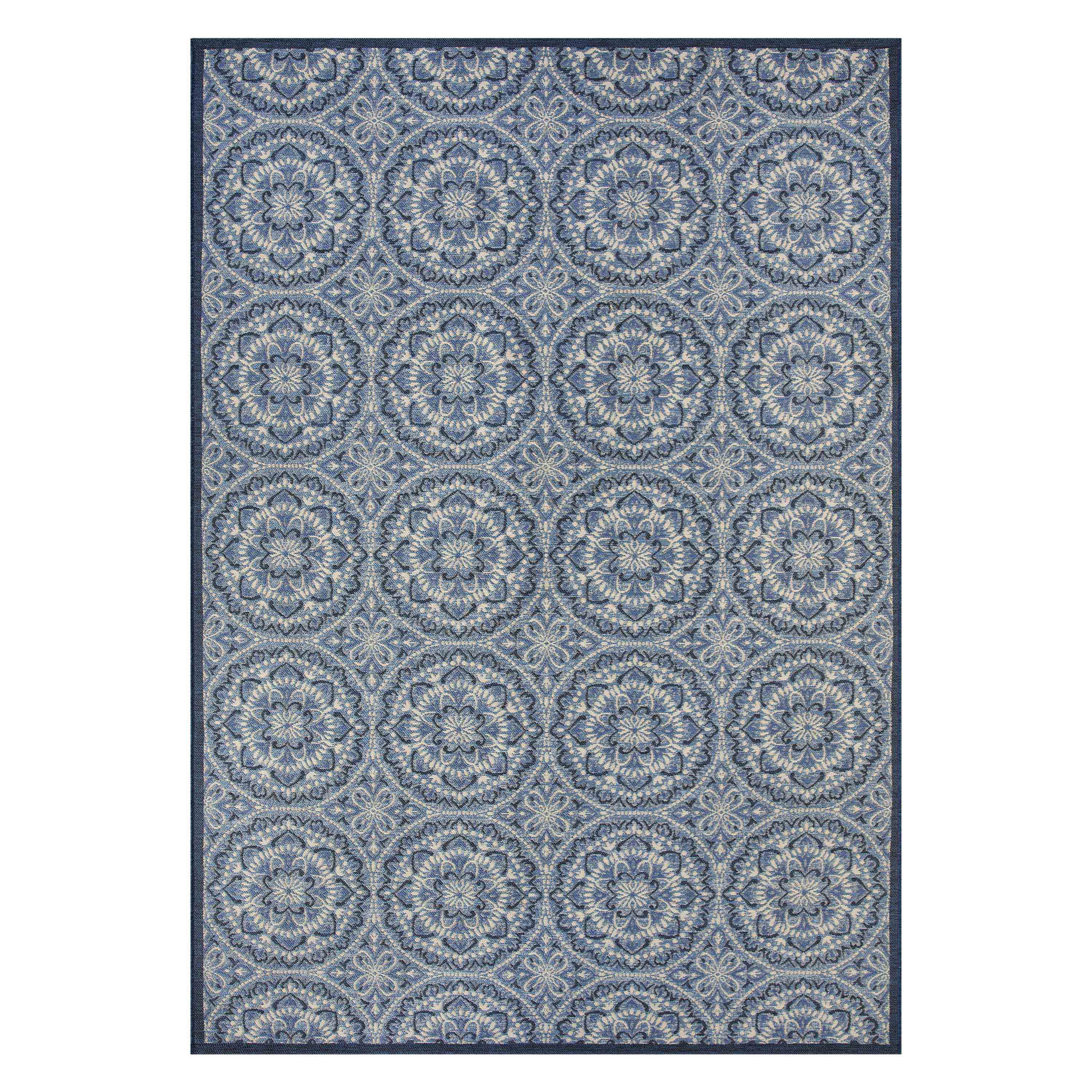 Better Homes & Gardens 7’x10’ Blue Monarch Medallion Outdoor Rug
