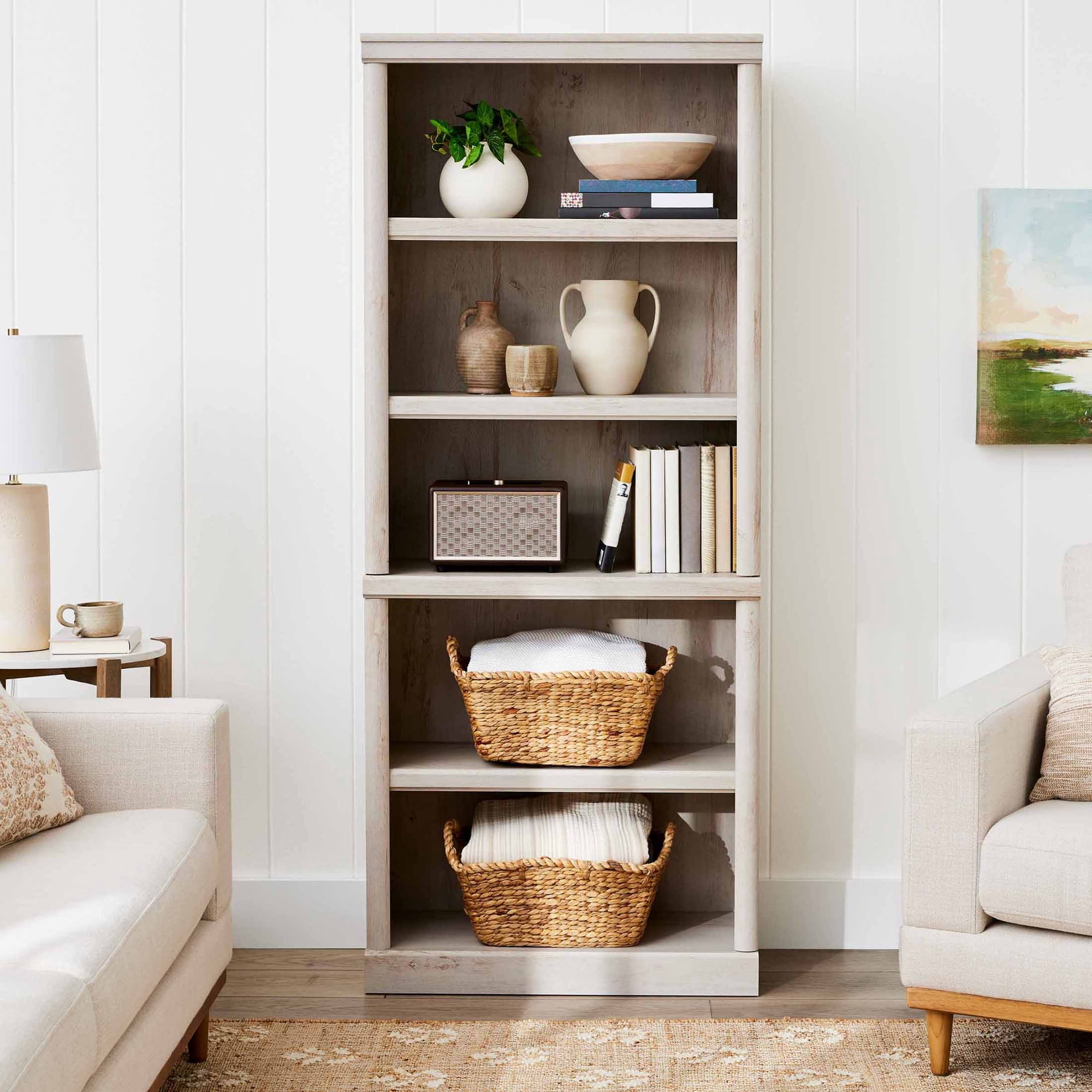 Color: White; Better Homes & Gardens 71" Ashwood Road 5 Shelf Bookcase