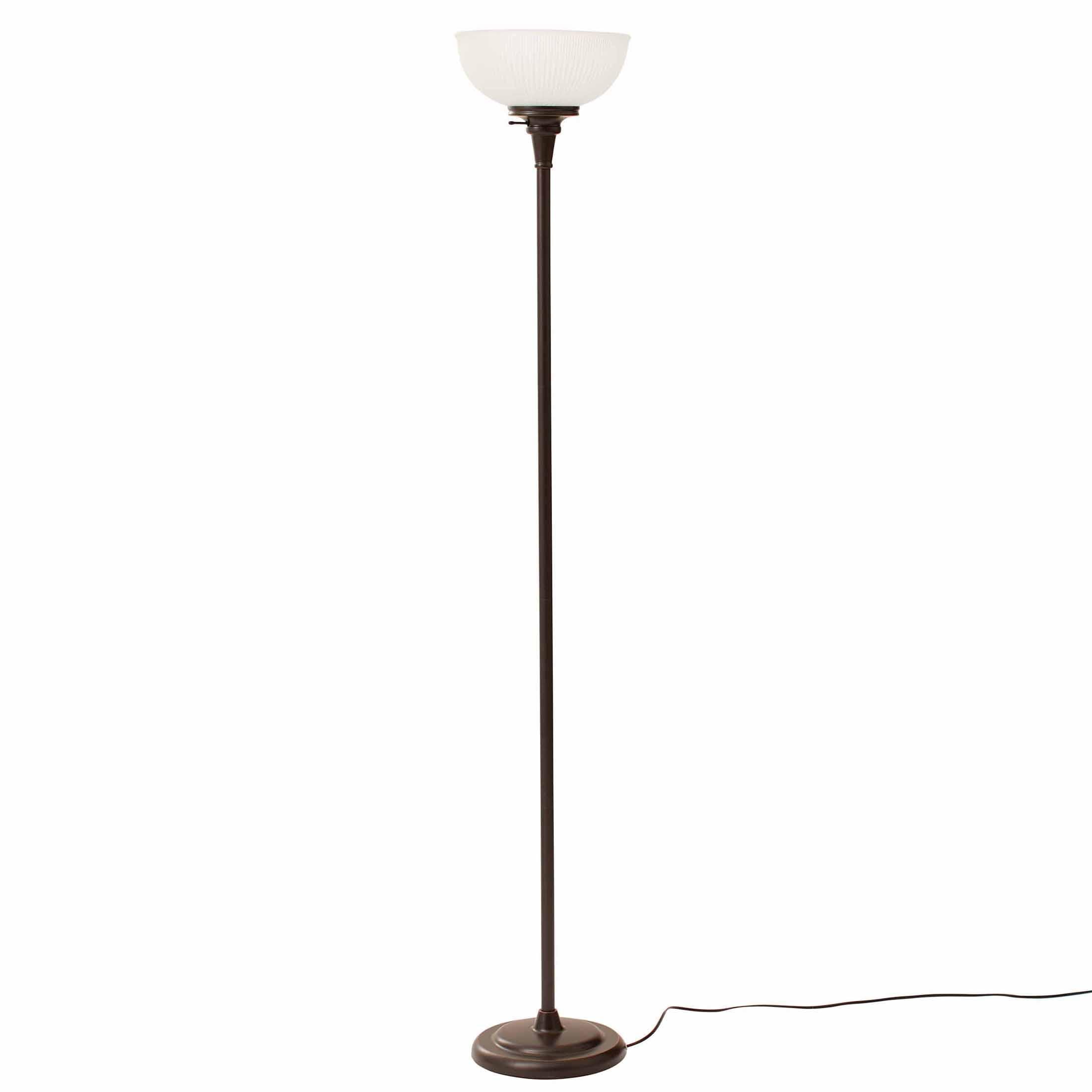 Better Homes & Gardens 71" New Ribbed Frosted Glass Oil Rubbed Bronze Floor Lamp, Modern Styling