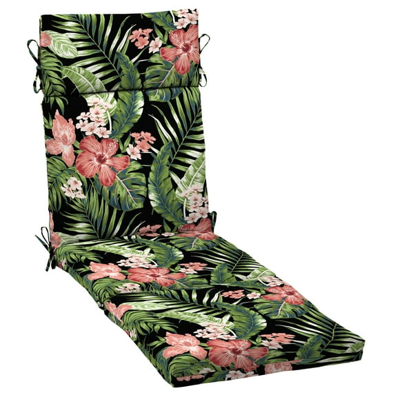 Better Homes & Gardens 72" x 21" Black Tropical Rectangle Chaise Lounge Cushion, 1 Piece
