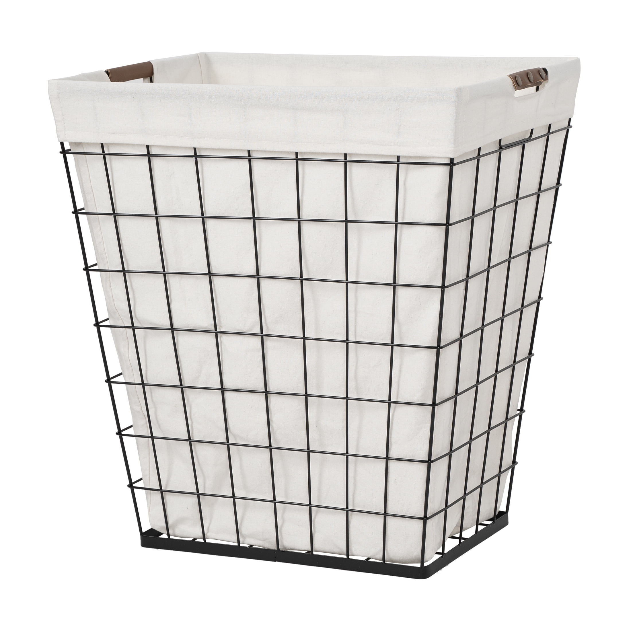 75L Black Steel Wire Laundry Hamper with Removable Cotton Liner