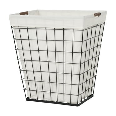 Better Homes & Gardens 75L Adult Rectangular Steel Wire Laundry Hamper with Removable Liner, Natural
