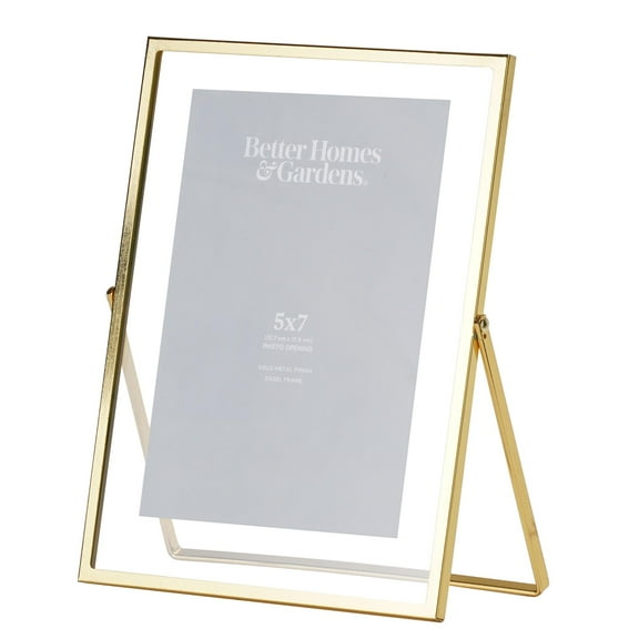 Better Homes & Gardens – 5x7 Picture Frame – Gold Float Tabletop Photo Frame