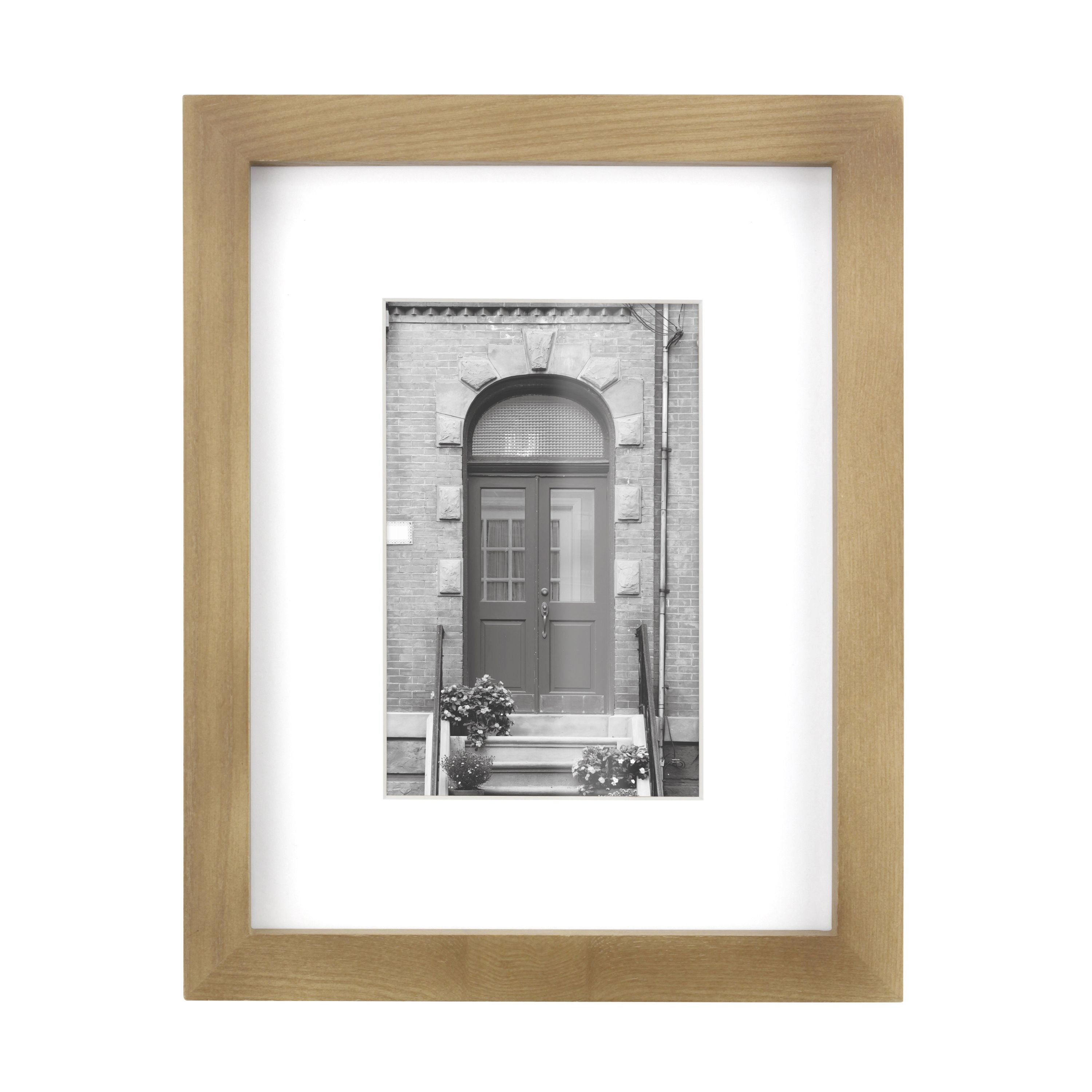 Better Homes & Gardens 7x9 Matted to 4x6 Gallery Tabletop Picture Frame, Natural Wood, Non Glare