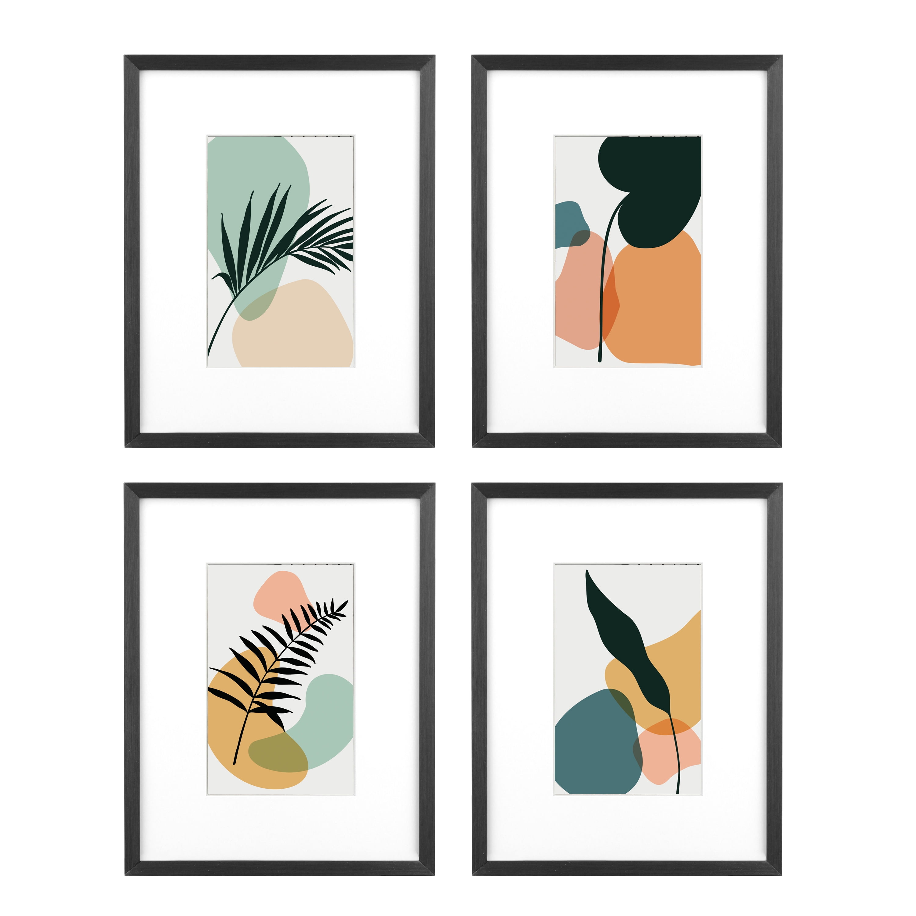 Better Homes & Gardens 7x9 Matted to 4x6 Metal Tabletop Picture Frame Set, Black, Set of 4