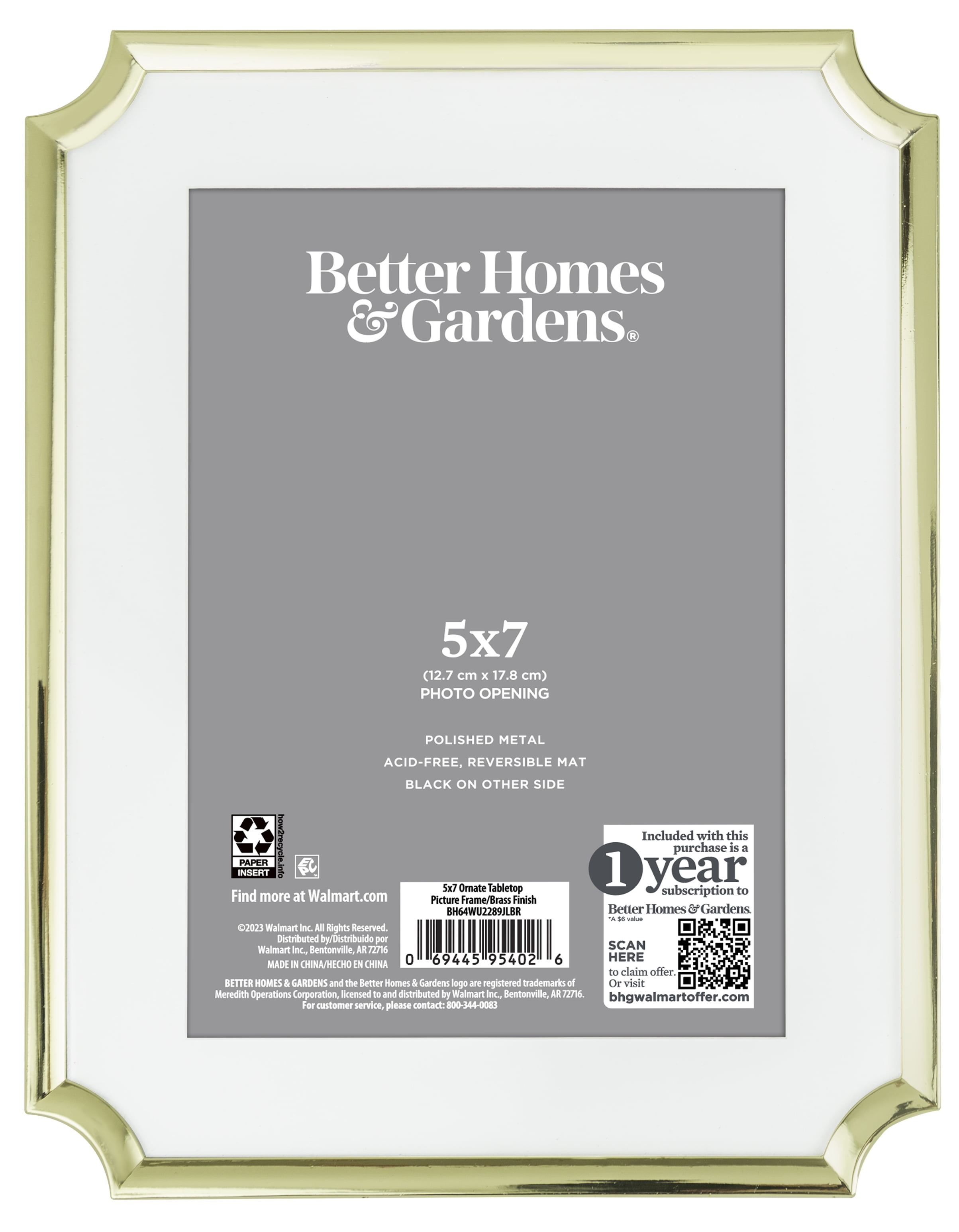 Better Homes & Gardens – 5x7 Picture Frame – Gold Ornate Matted ...