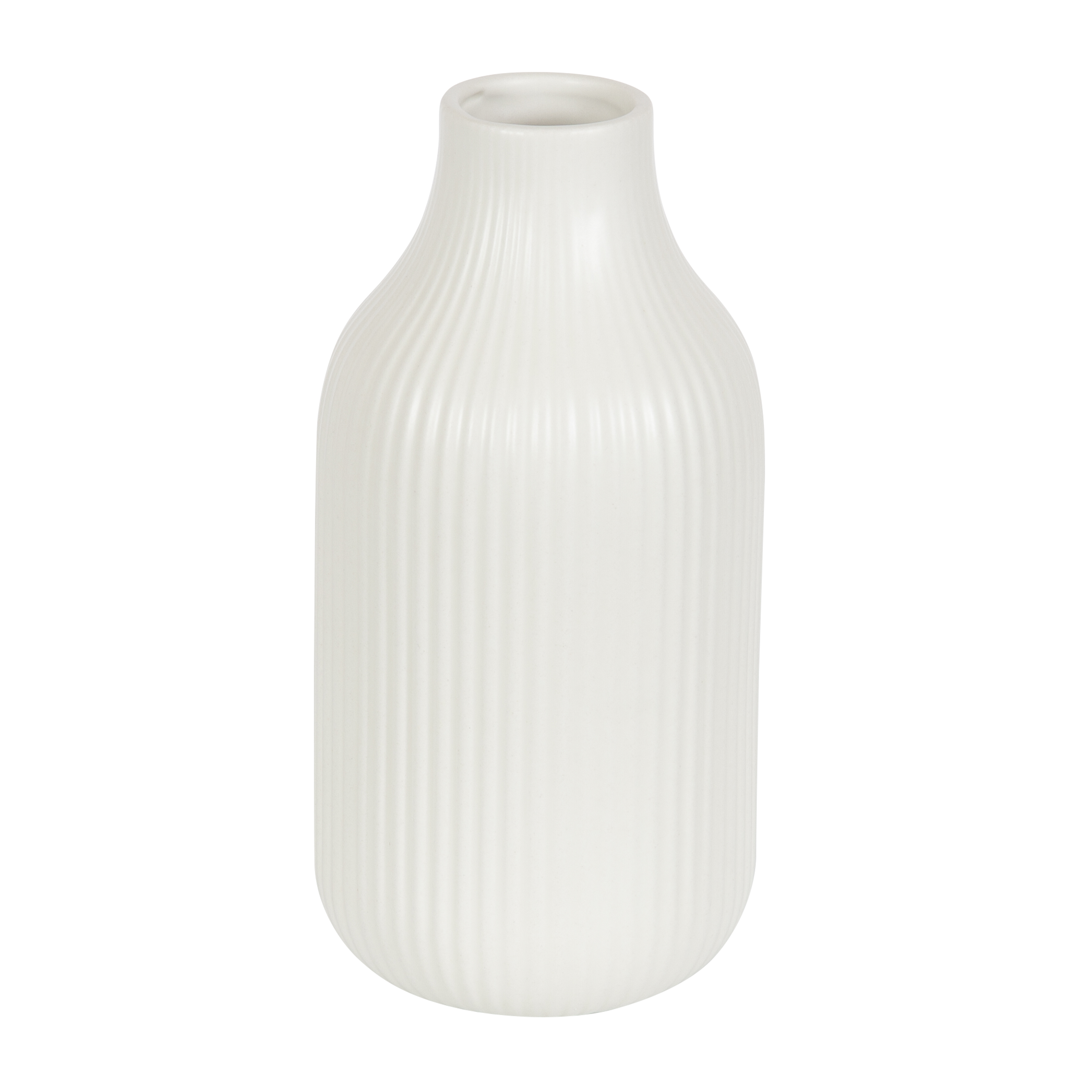 Better Homes & Gardens 8.5 inch Ribbed Cream Ceramic Vase, Size: 8.50 inch