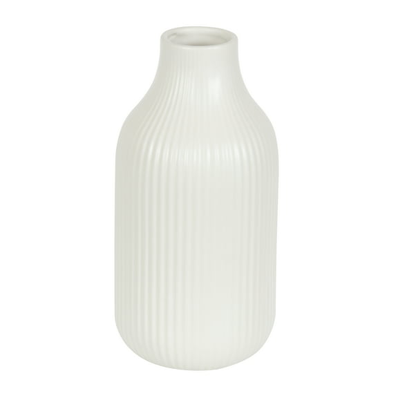 Better Homes & Gardens 8.5" Ribbed Cream Ceramic Vase