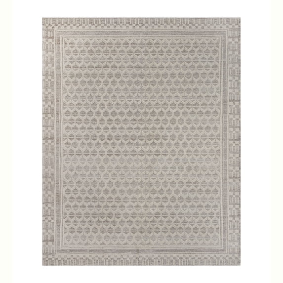 Better Homes & Gardens Border Tight Geo Transitional Flat Weave Gray Geo Area Rugs, 8'9" x 12', Non-Slip Backing
