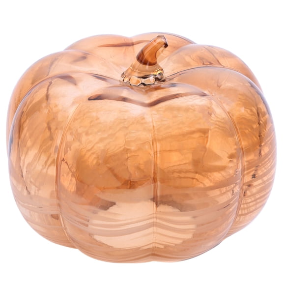 Better Homes & Gardens 8" Fall Decorative Wide Marble Glass Pumpkin, Orange