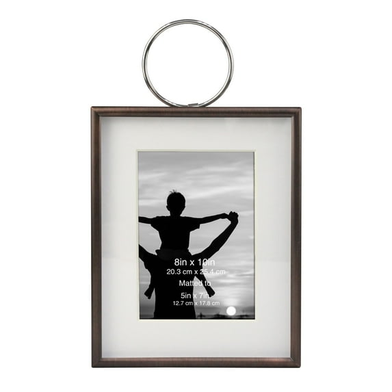 Better Homes & Gardens 8" x 10" Matted to 5" x 7" Rectangle Metal Wall Mounted Picture Frame, Bronze