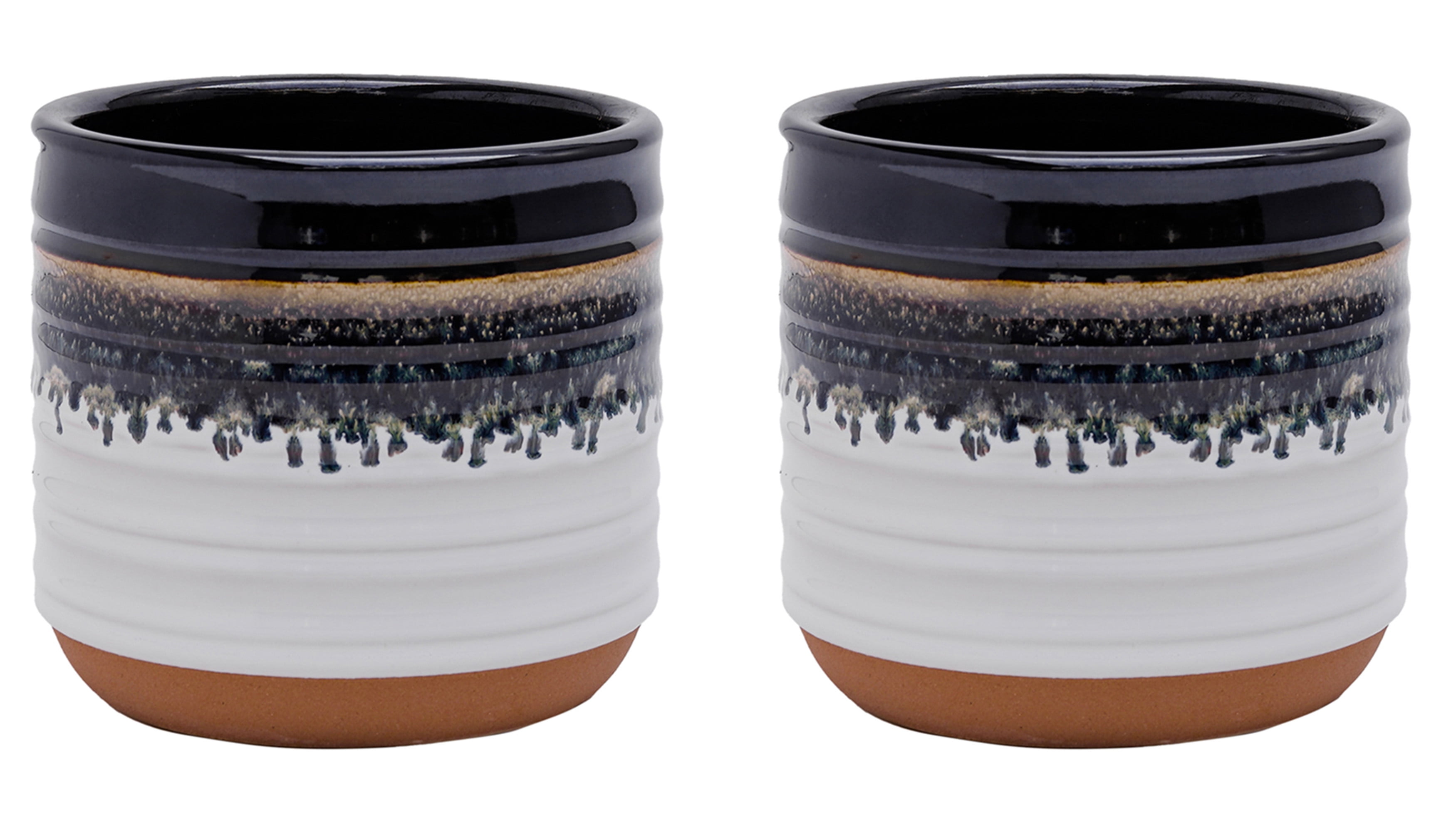 Aliso Black and White Ceramic Pots Set of 2