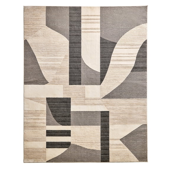 Better Homes & Gardens Gray Modern Shapes Abstract Indoor Area Rug, 8'x10'
