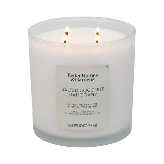 Better Homes & Gardens Salted Coconut Mahogany Scented 4-Wick Large Oversized Jar Candle 80oz.