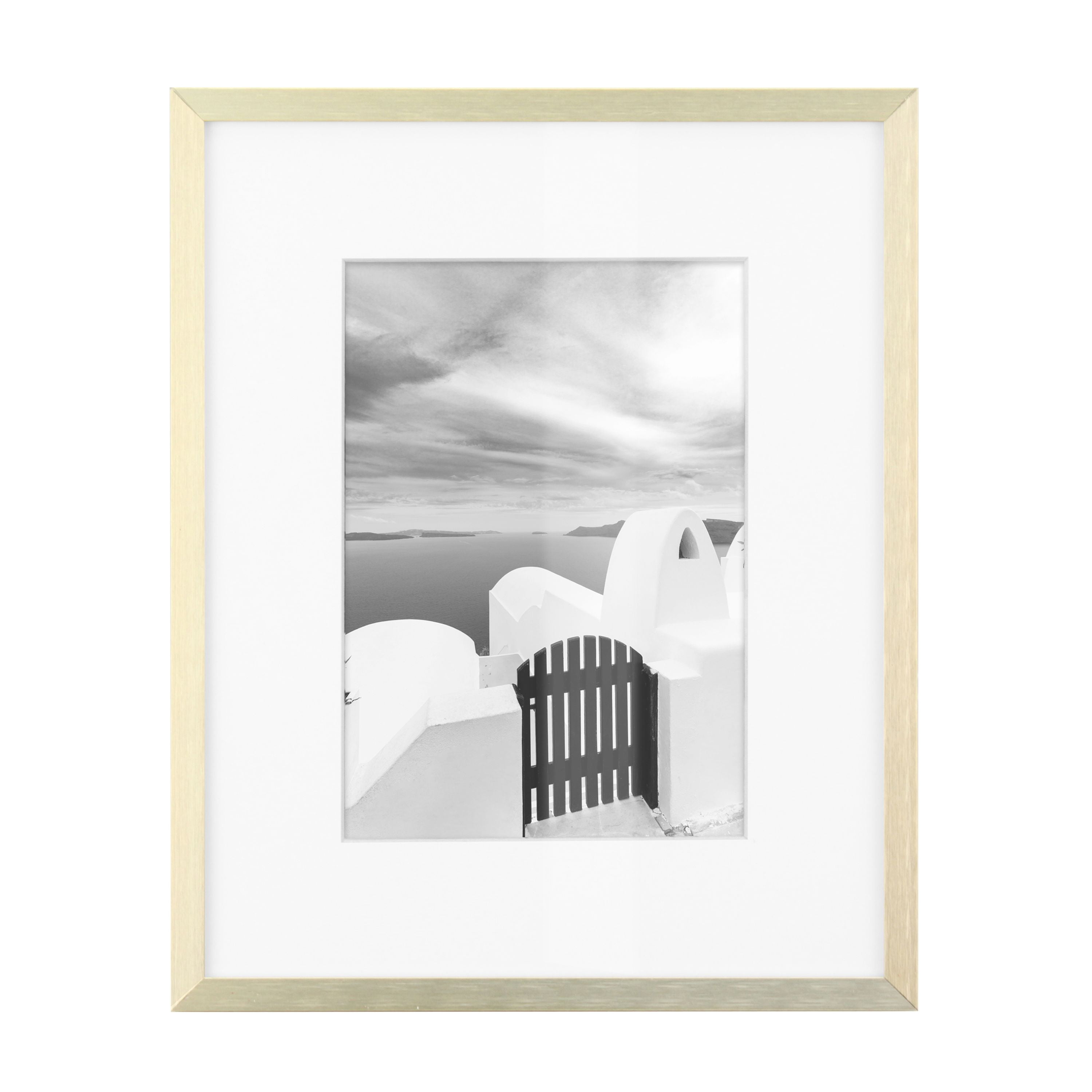 Better Homes & Gardens 8x10 Matted to 5x7 Metal Gallery Tabletop Picture Frame, Gold