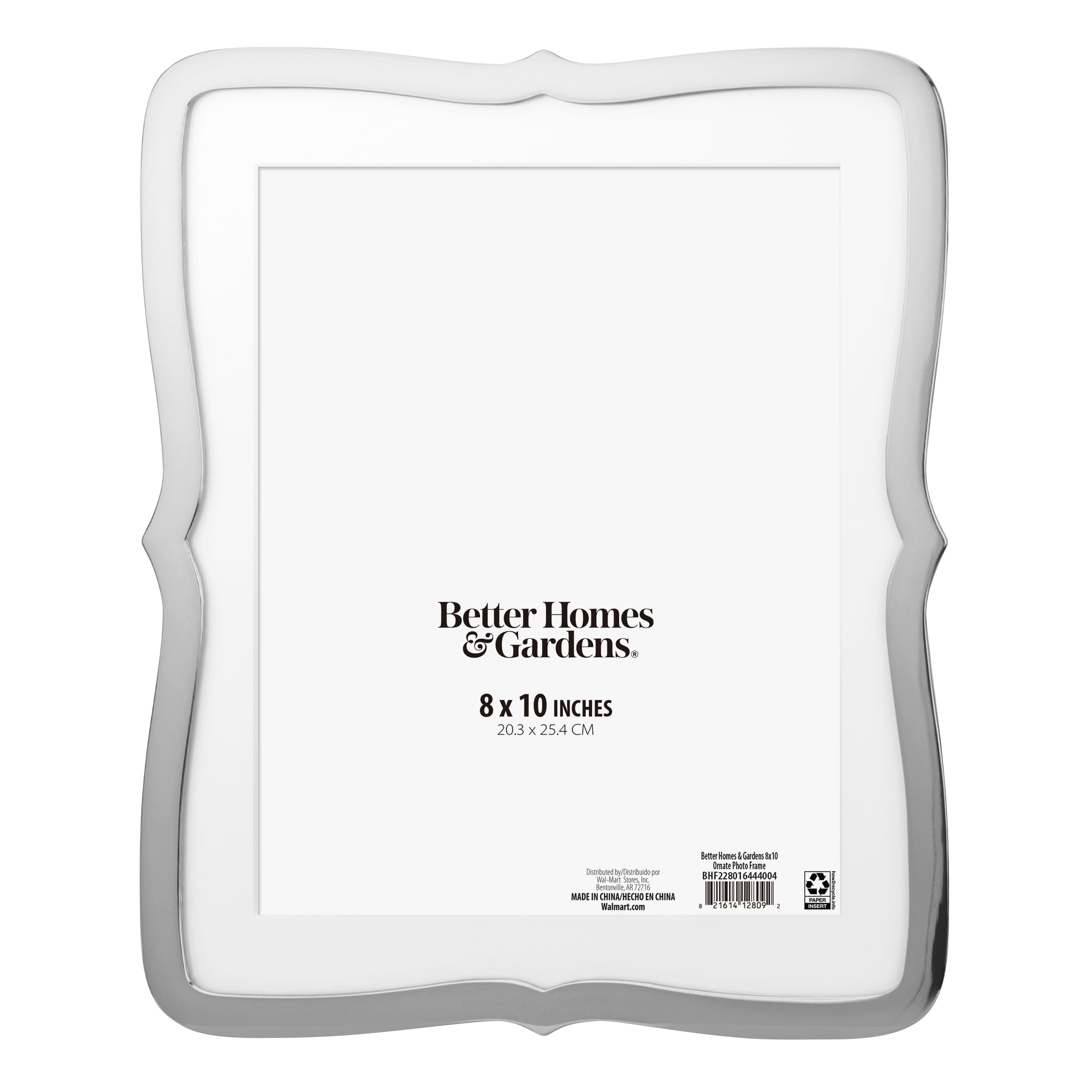 Better Homes & Gardens 8 x 10 Ornate Metal Tabletop Picture Frame, Silver