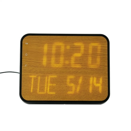 Better Homes & Gardens 9.00 Inches Digital Modern Brown Indoor Tabletop Clock