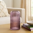 thumbnail interactive-video image 1 of Better Homes & Gardens 9.8" Pink Ribbed Cylinder Glass Vase, 1 of 7