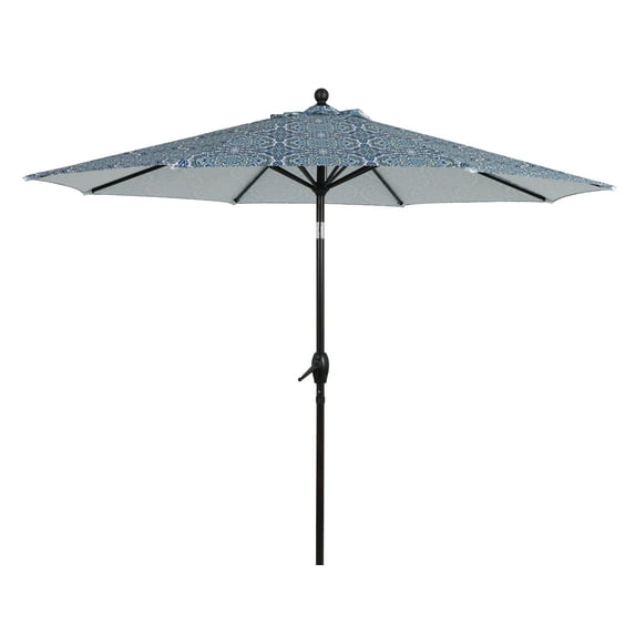 Better Homes & Gardens 9' Blue and Green Medallion Patio Umbrella Crank Lift and 3 Position Tilt