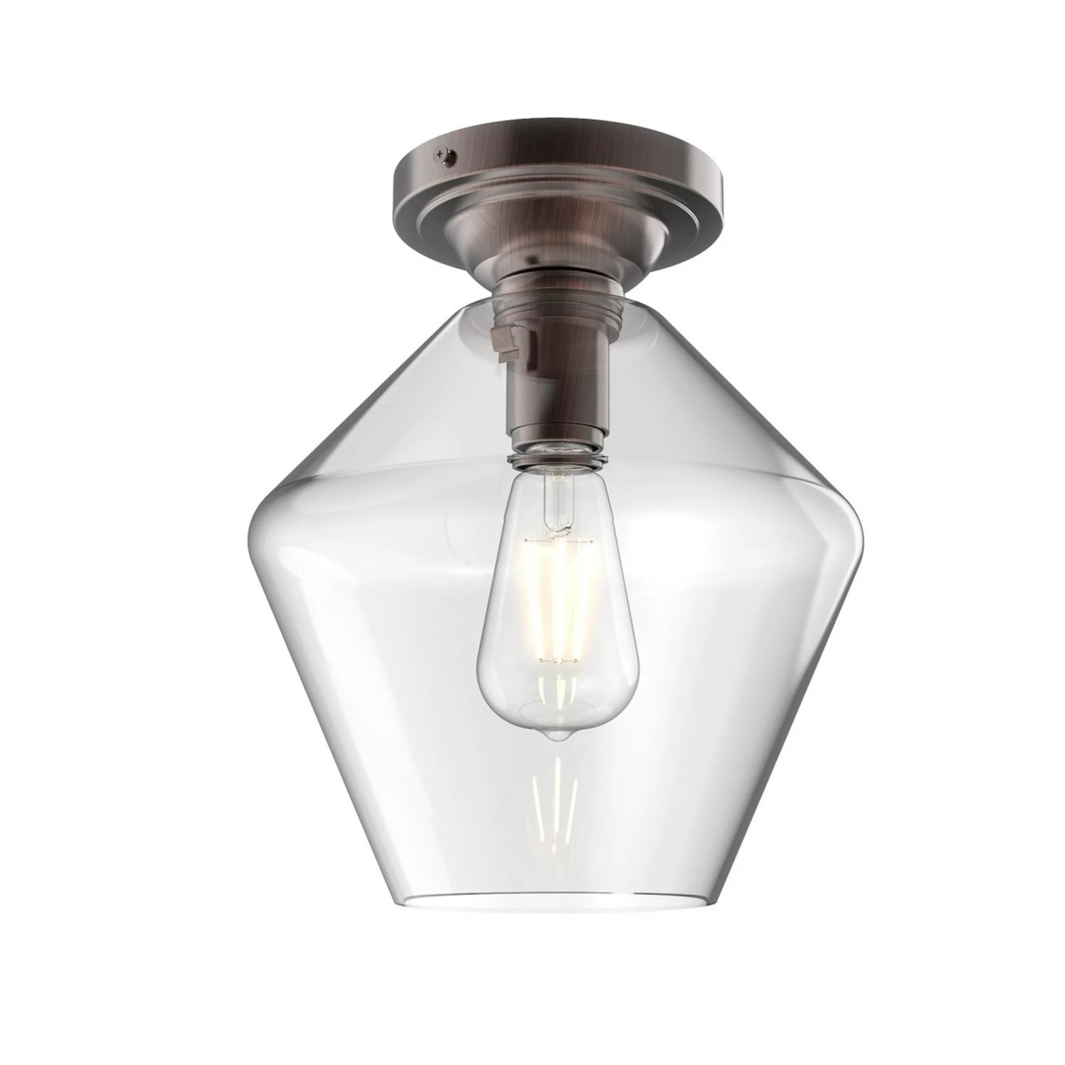 Better Homes & Gardens 9" Farmhouse Bronze Flush Mount Ceiling Light, Metal Base Clear Glass Shade