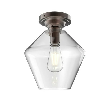 Better Homes & Gardens 9" Farmhouse Bronze Flush Mount Ceiling Light, Metal Base Clear Glass Shade